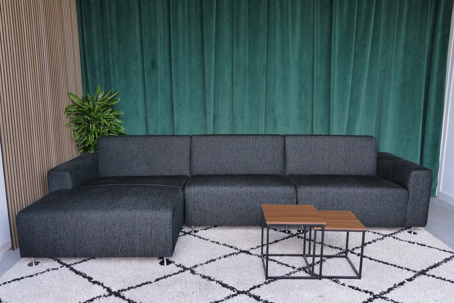 Montel Chaise Longue Zwart Gemeleerd