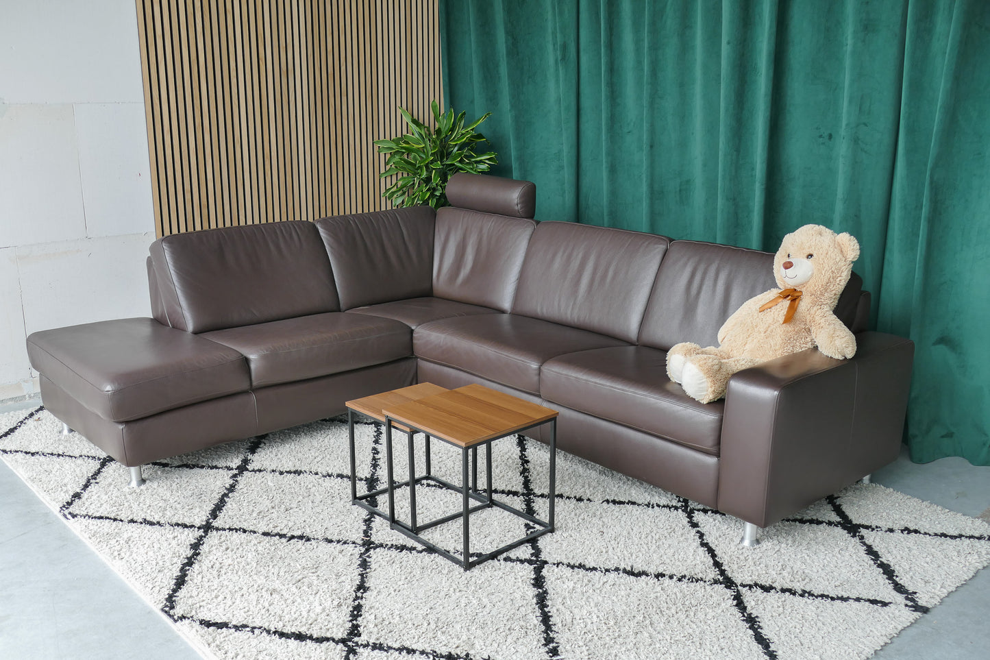 Montel Hoekbank Bruin Leer | Tweedehands