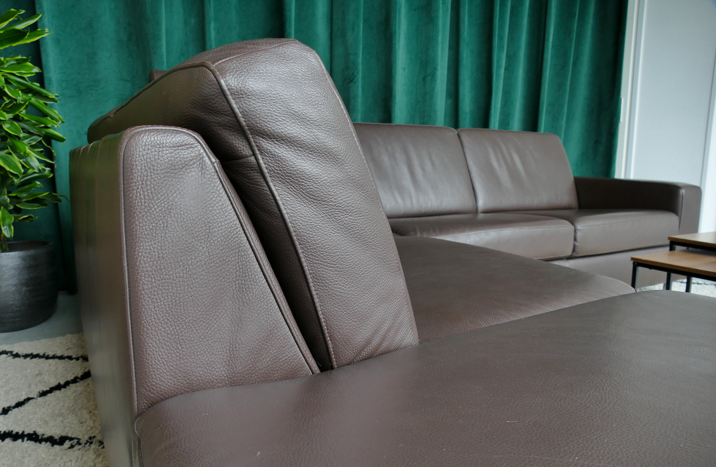 Montel Hoekbank Bruin Leer | Tweedehands