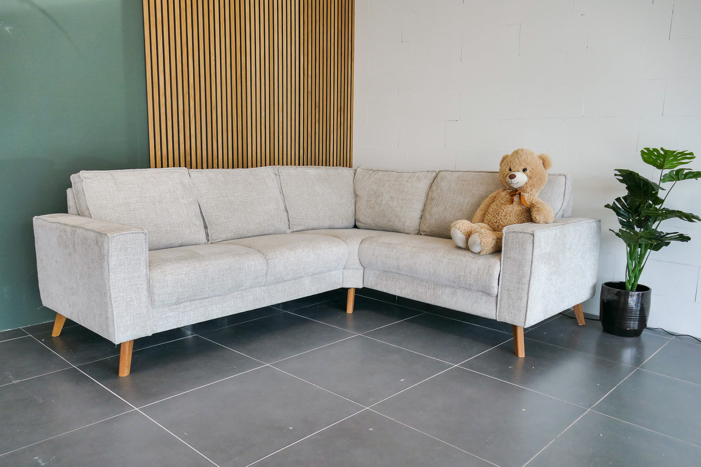 Refurbished Hoekbank Beige Elektrisch