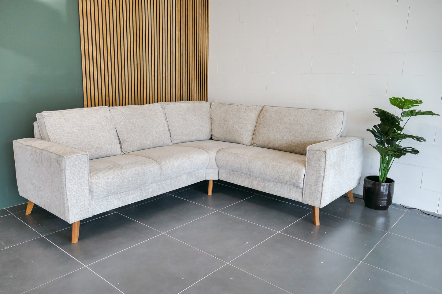 Refurbished Hoekbank Beige Elektrisch