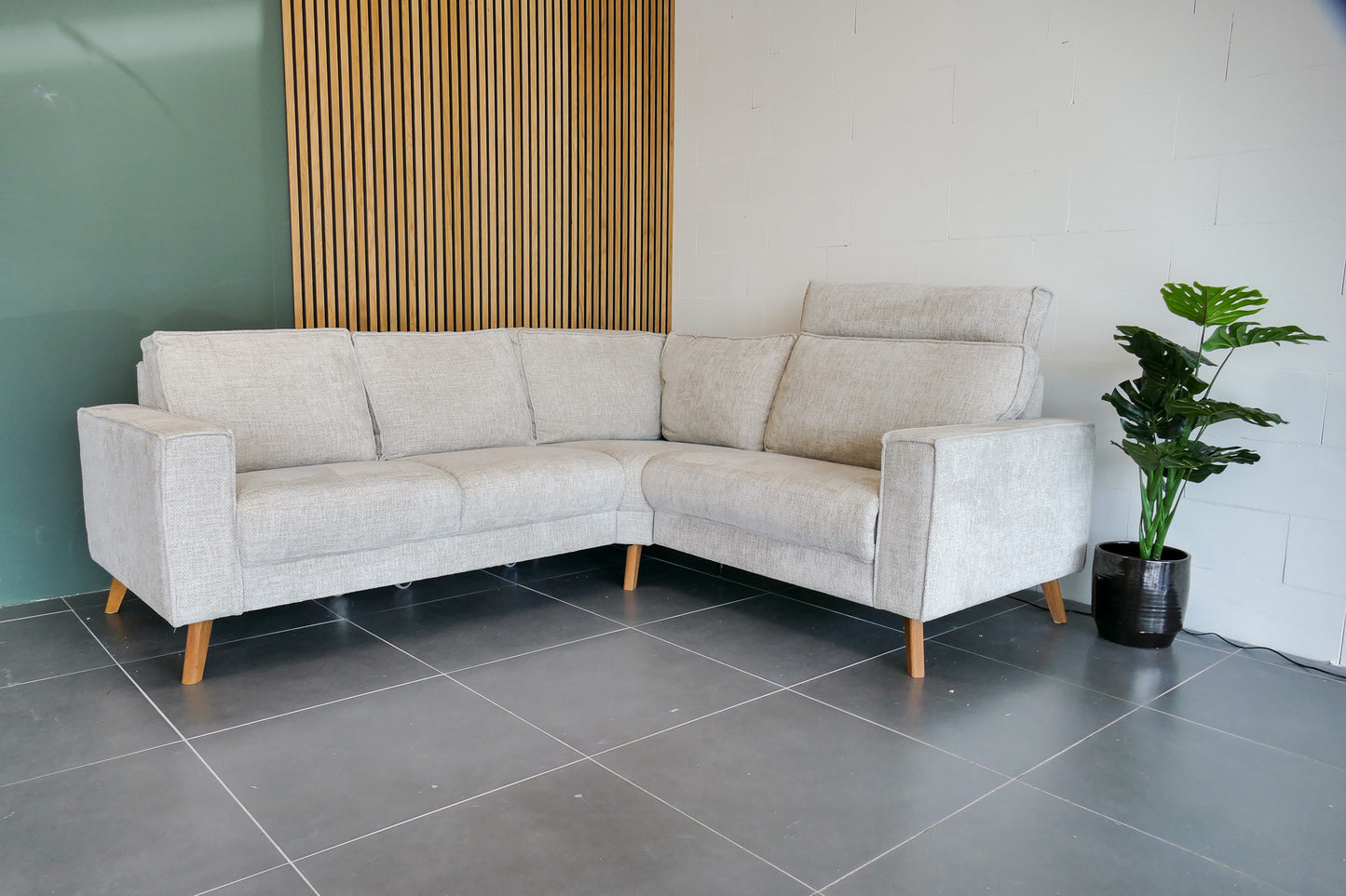 Refurbished Hoekbank Beige Elektrisch