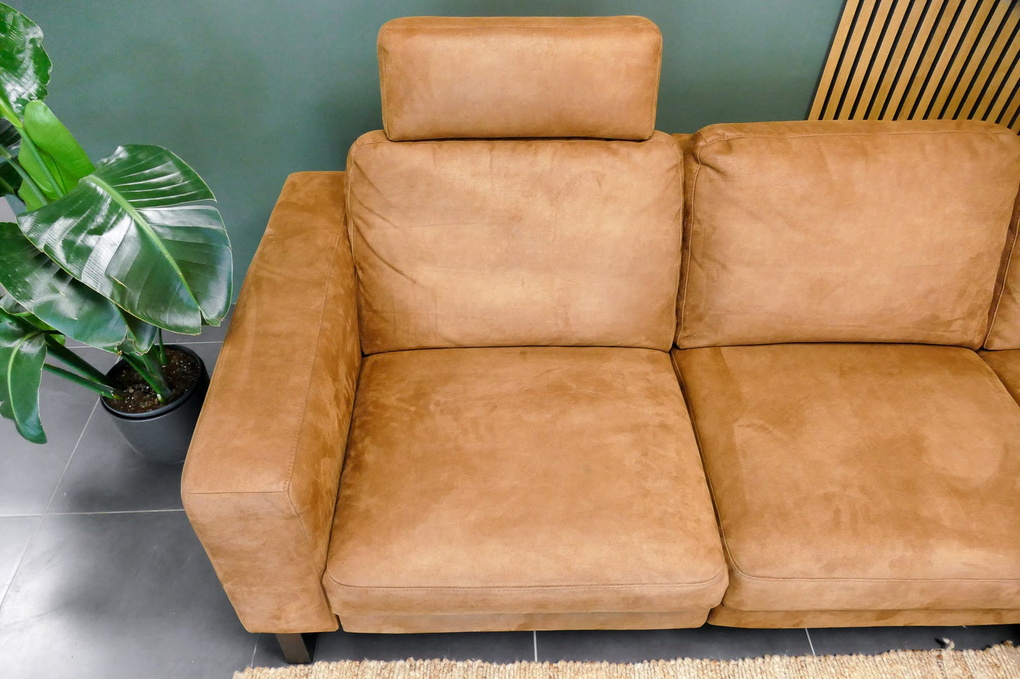 Refurbished Hoekbank Cognac Salerno | Met elektrische stoel