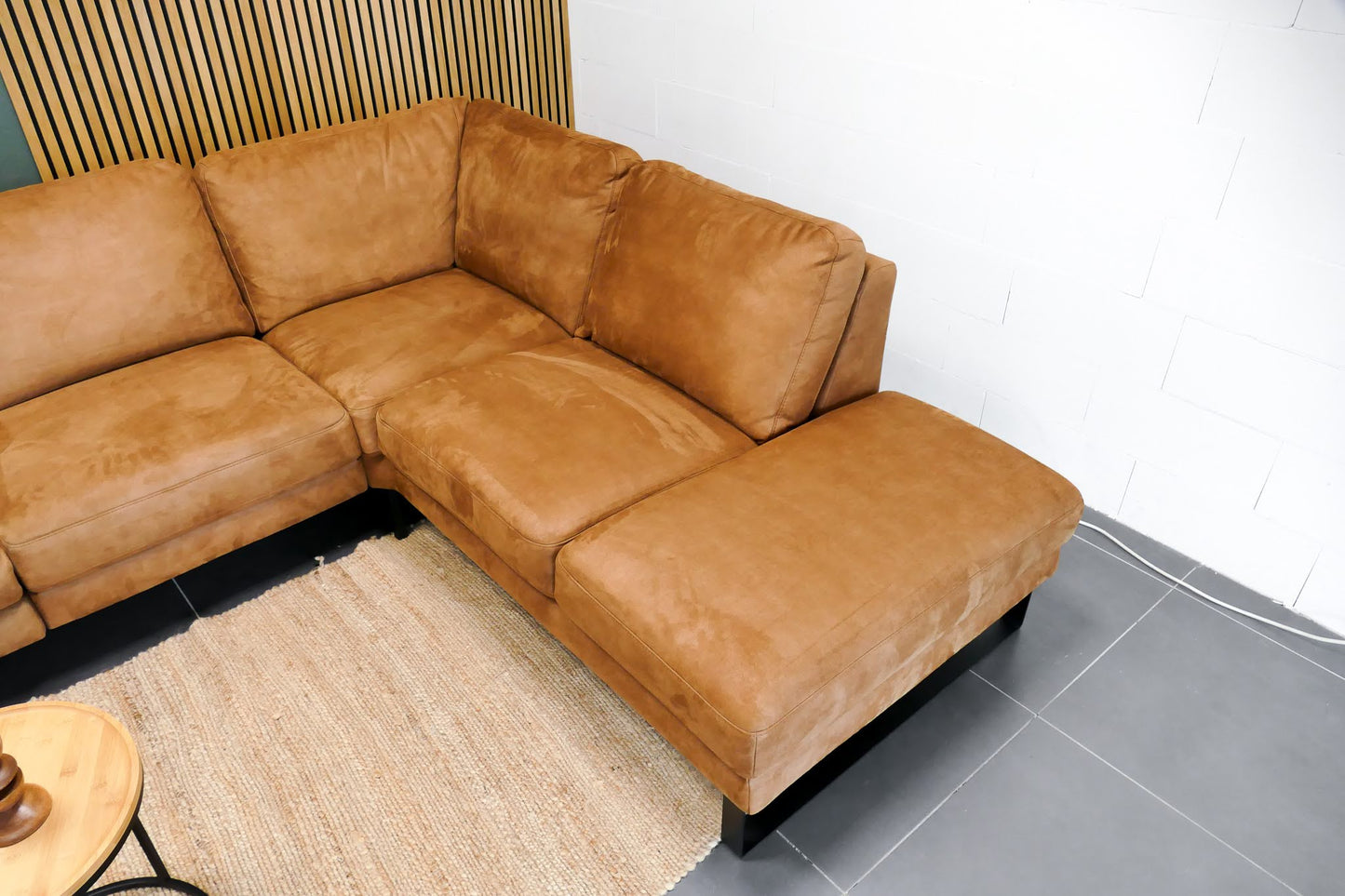 Refurbished Hoekbank Cognac Salerno | Met elektrische stoel