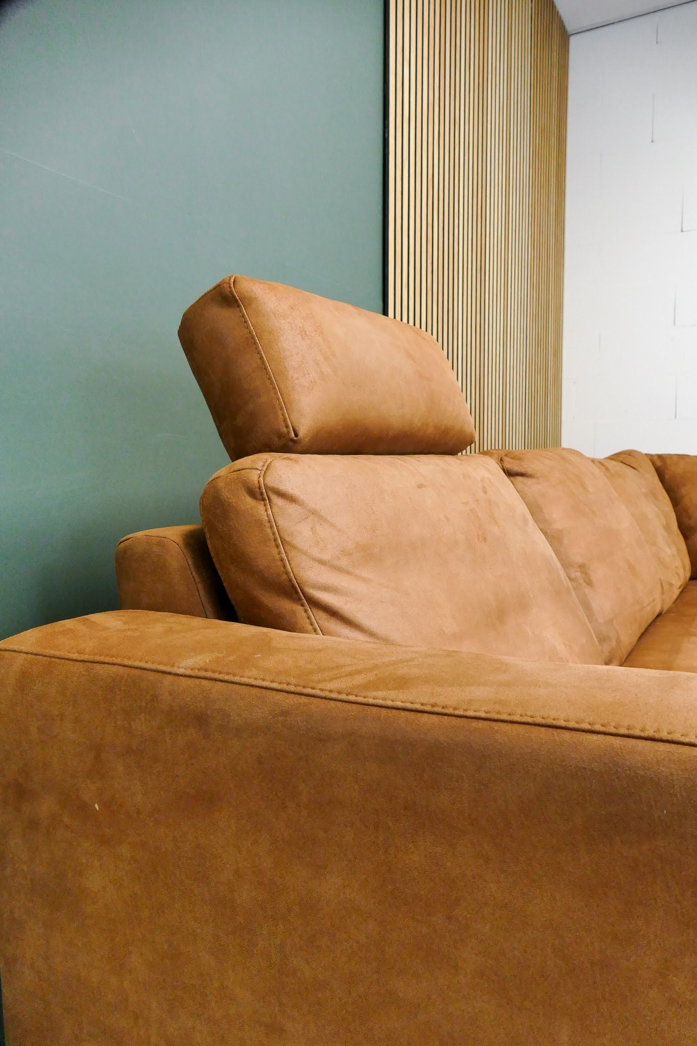Refurbished Hoekbank Cognac Salerno | Met elektrische stoel