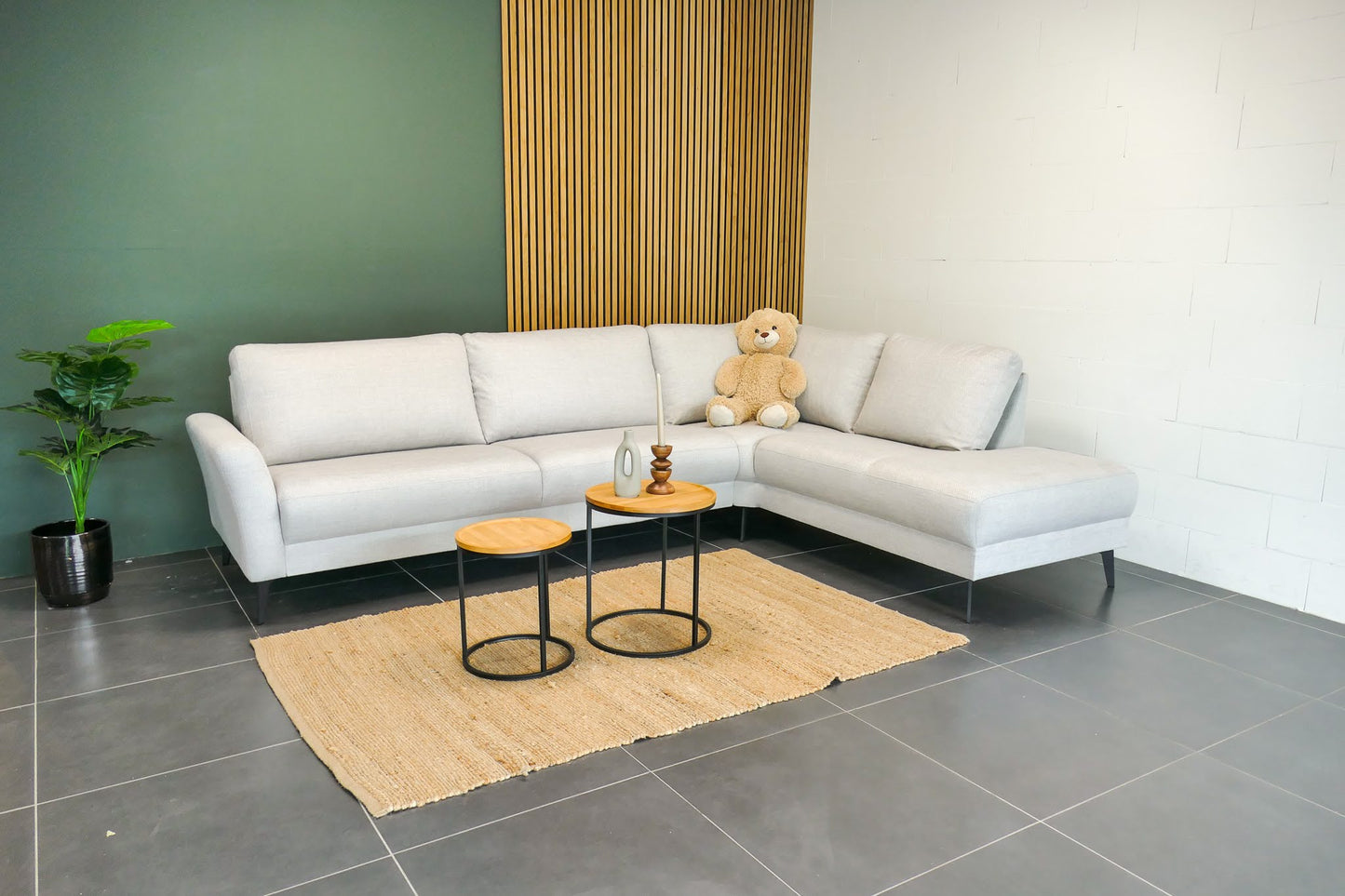Refurbished Moderne Hoekbank Beige