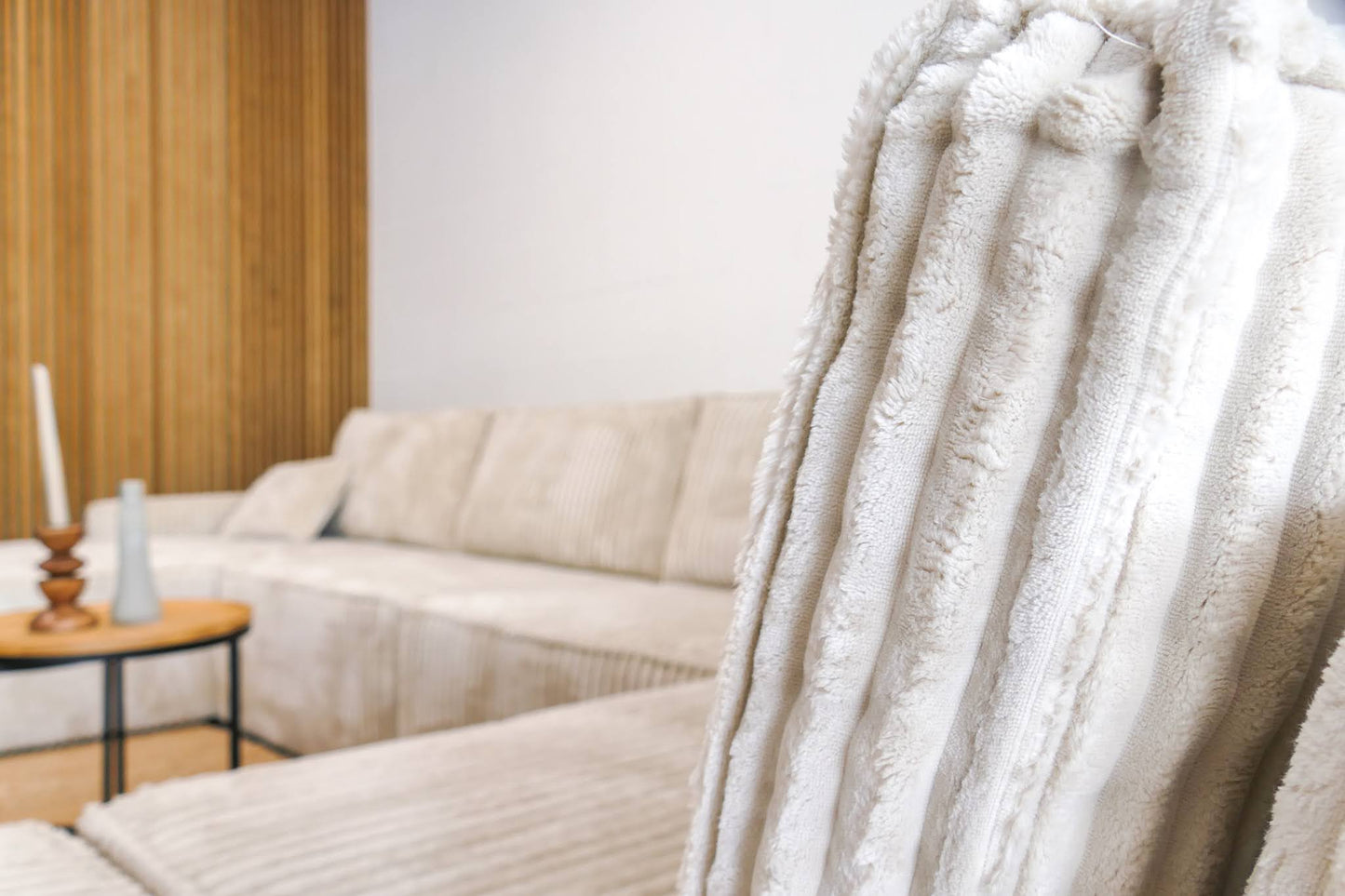 Refurbished Ribstof U-bank Beige