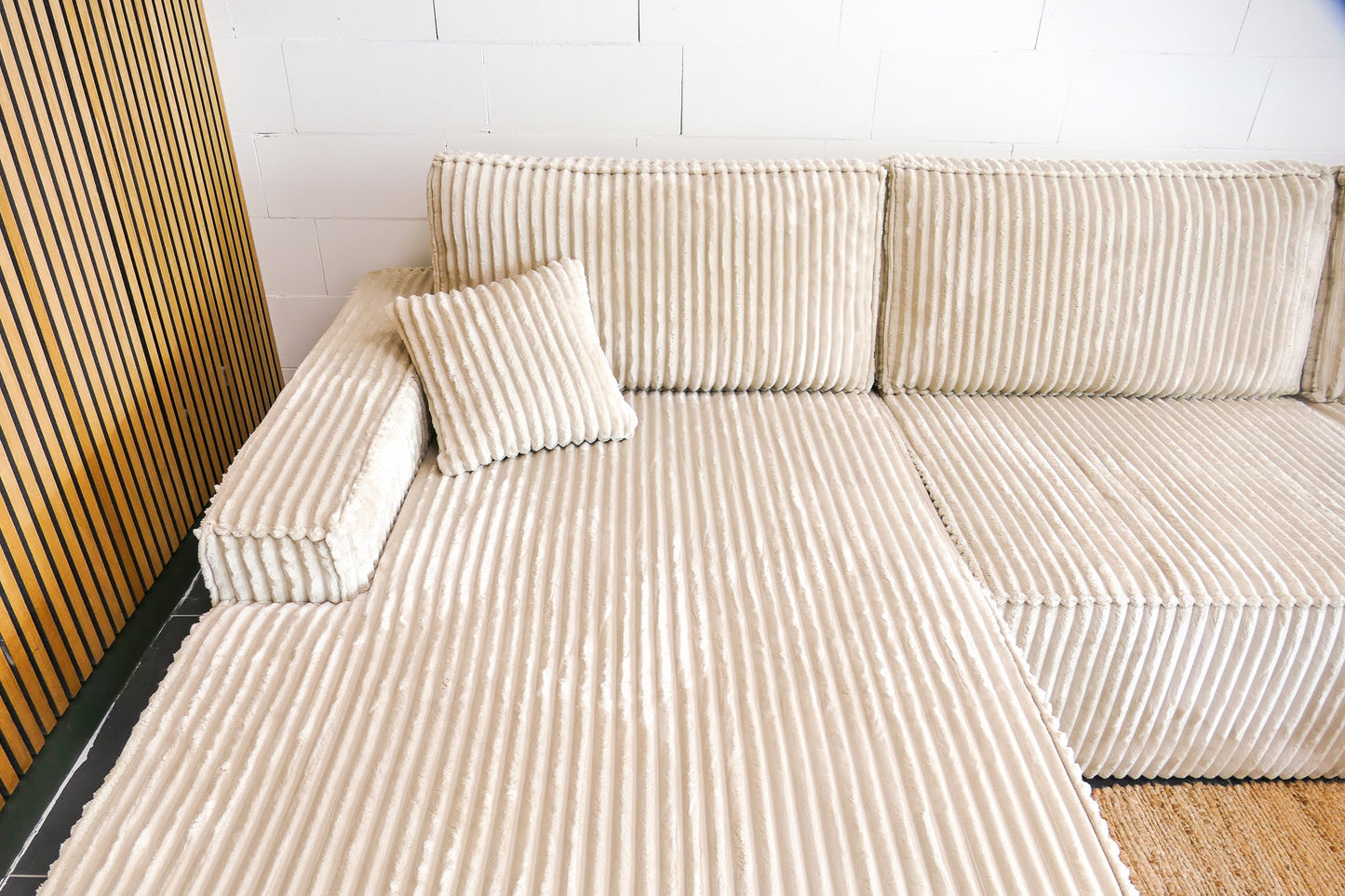 Refurbished Ribstof U-bank Beige