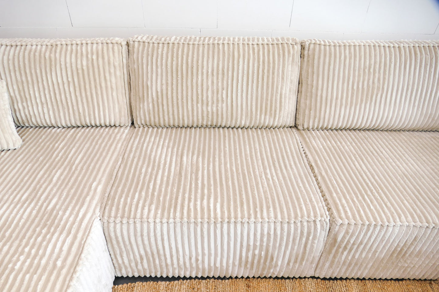 Refurbished Ribstof U-bank Beige