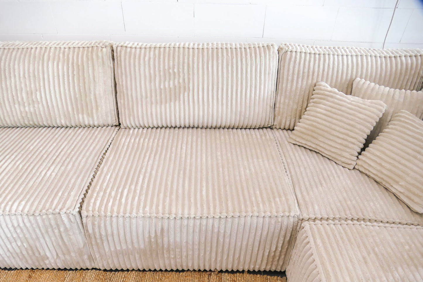 Refurbished Ribstof U-bank Beige