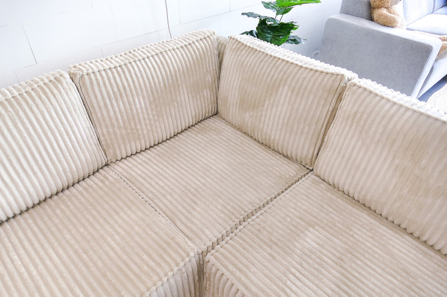 Refurbished Ribstof U-bank Beige