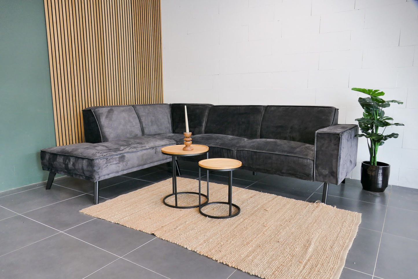 Refurbished Velvet hoekbank Antraciet