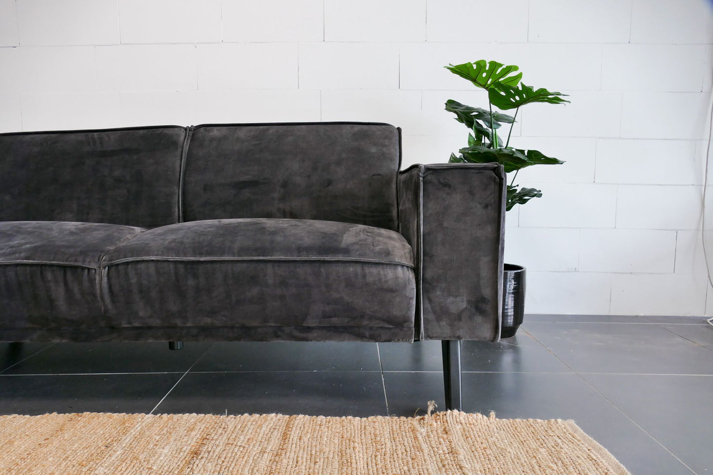 Refurbished Velvet hoekbank Antraciet