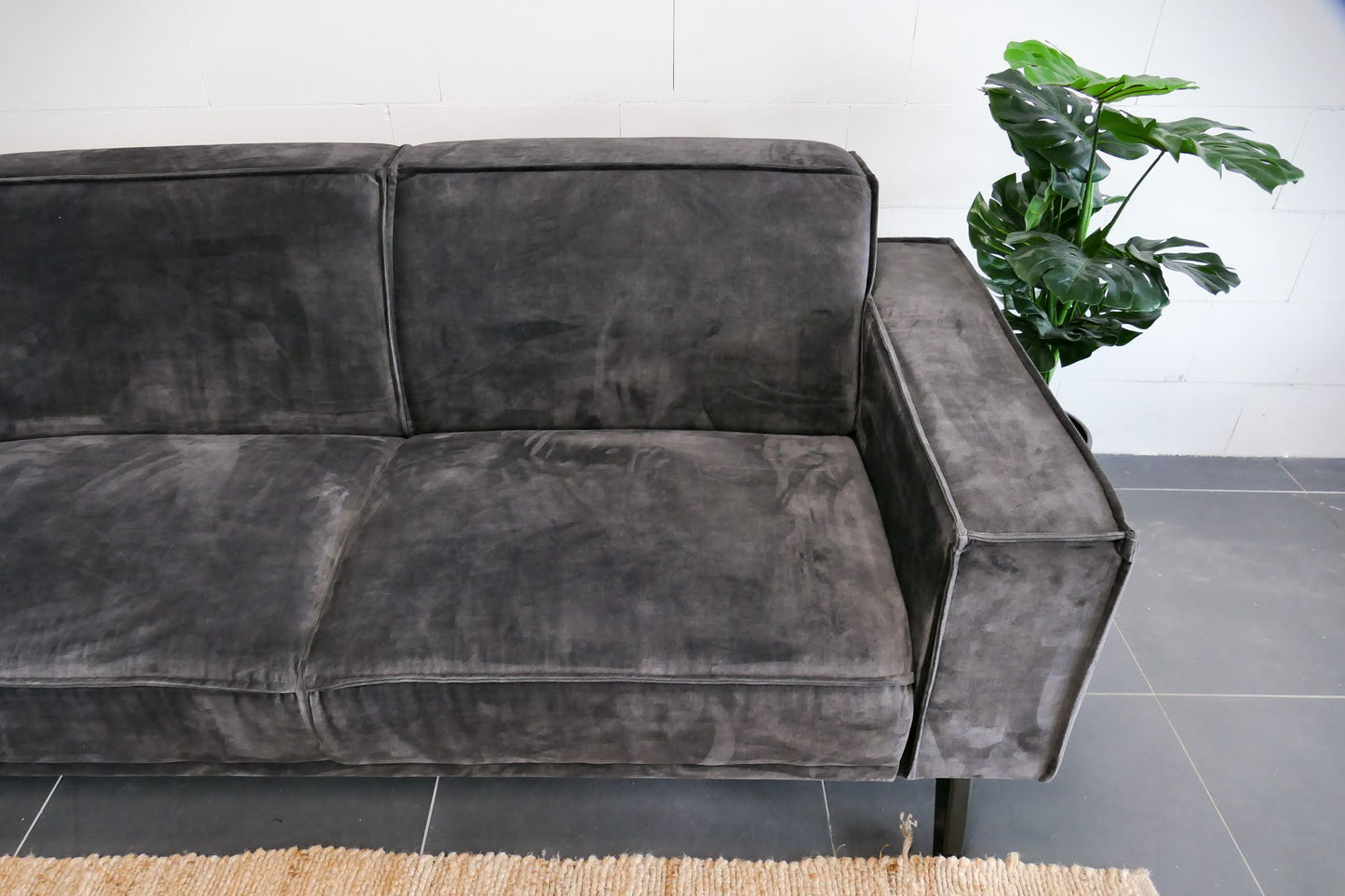 Refurbished Velvet hoekbank Antraciet