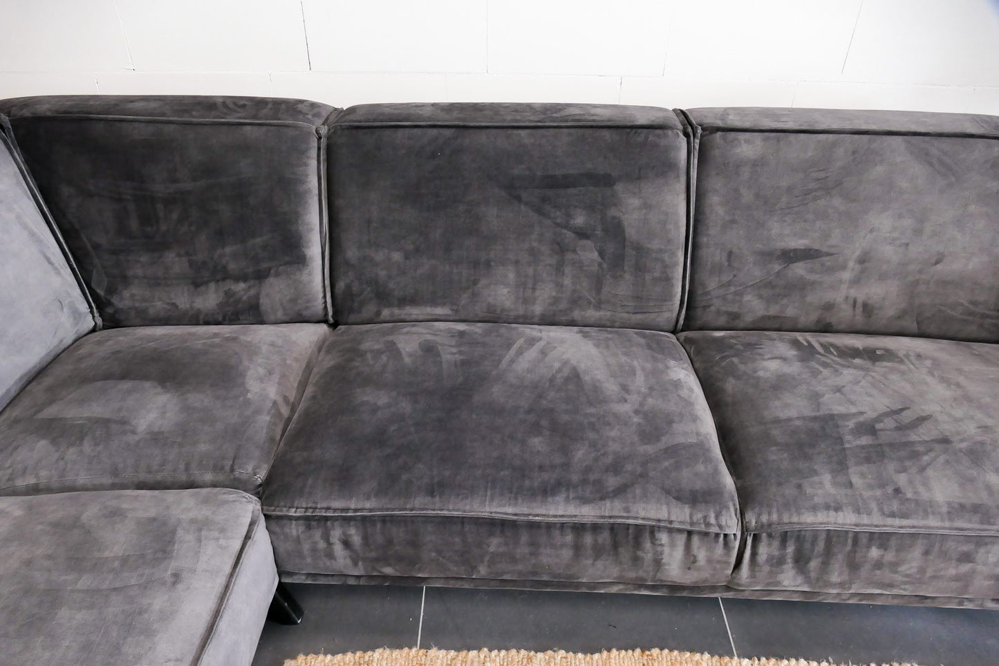 Refurbished Velvet hoekbank Antraciet
