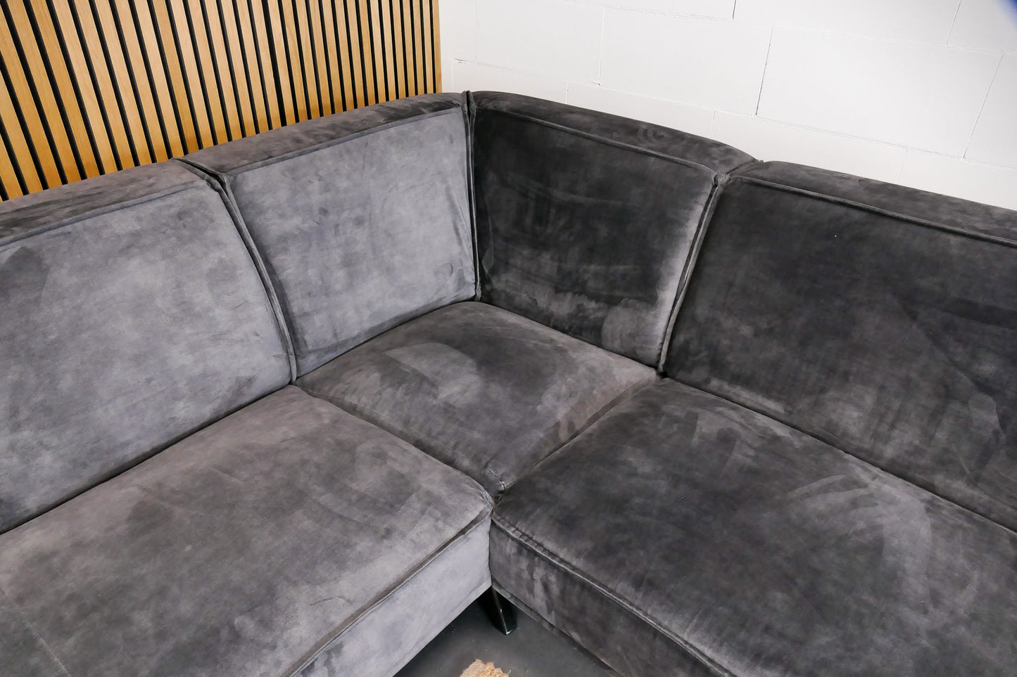 Refurbished Velvet hoekbank Antraciet