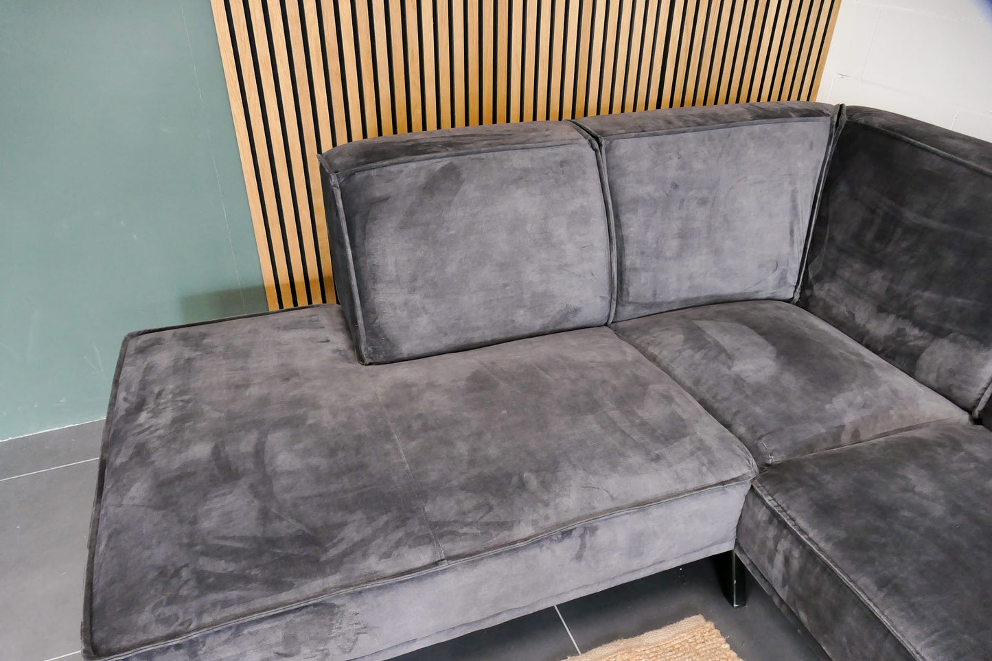 Refurbished Velvet hoekbank Antraciet