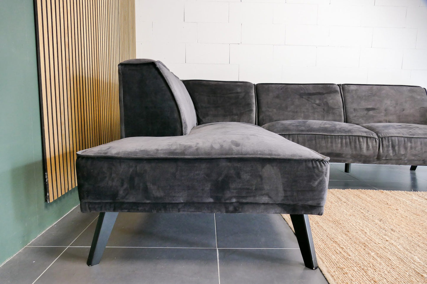 Refurbished Velvet hoekbank Antraciet