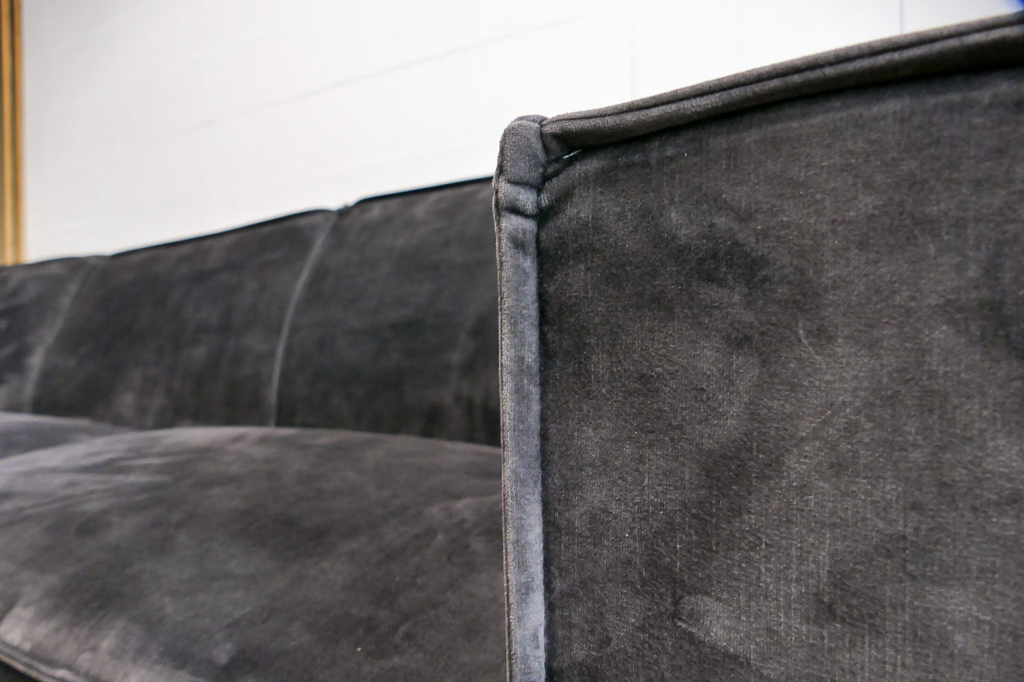 Refurbished Velvet hoekbank Antraciet