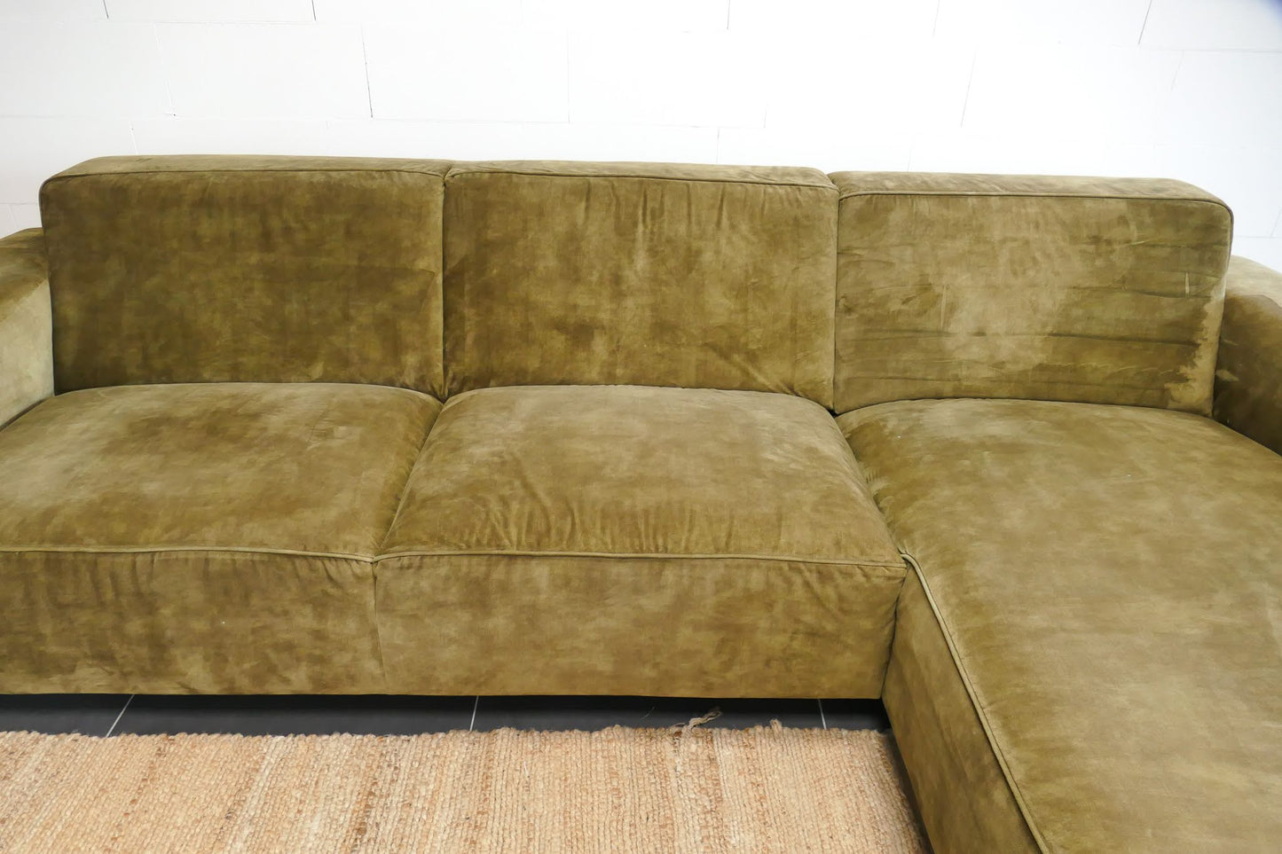 Refurbished Moderne Chaise Longue olijfgroen