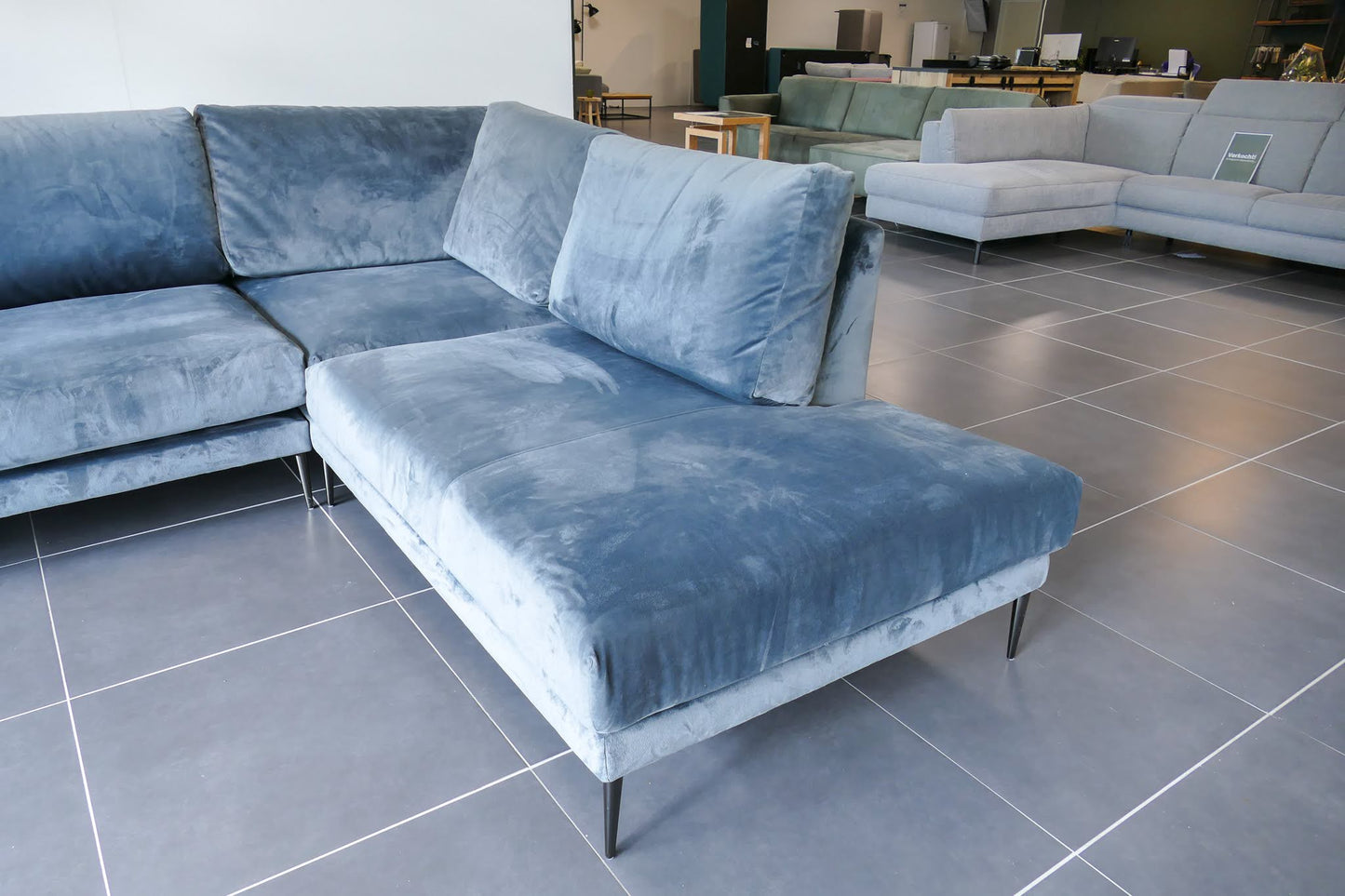 Refurbished Hoekbank Velvet Turqouise
