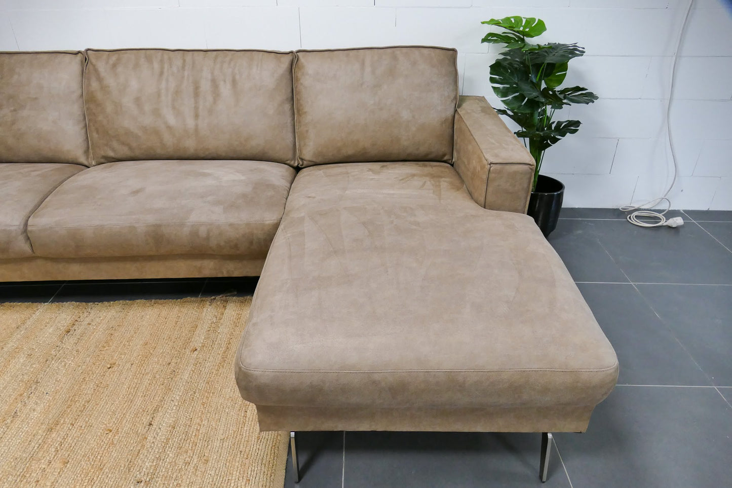 Refurbished Chaise Longue Bruin microvezel