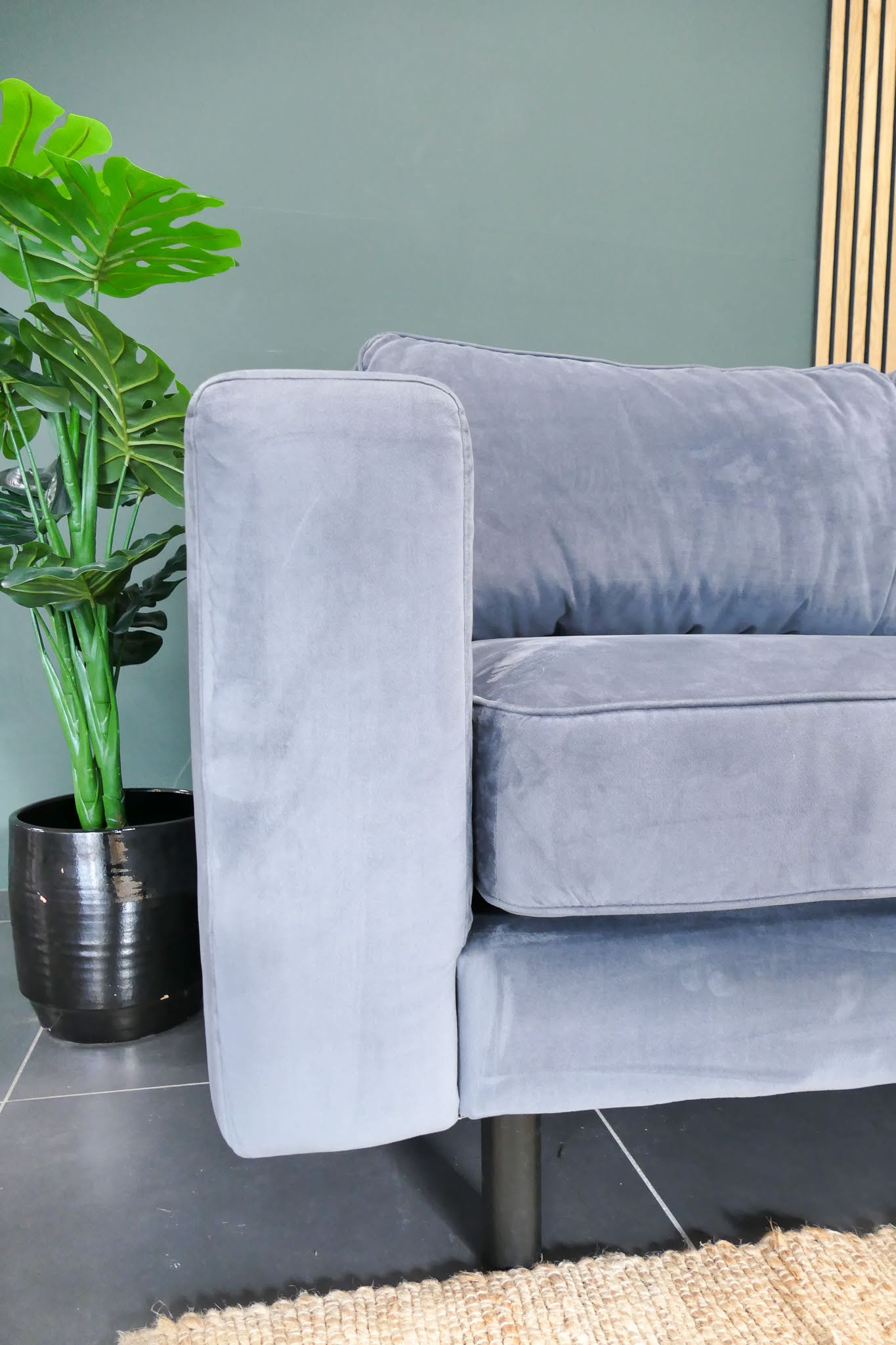 Refurbished Moderne Hoekbank Velvet Blauw