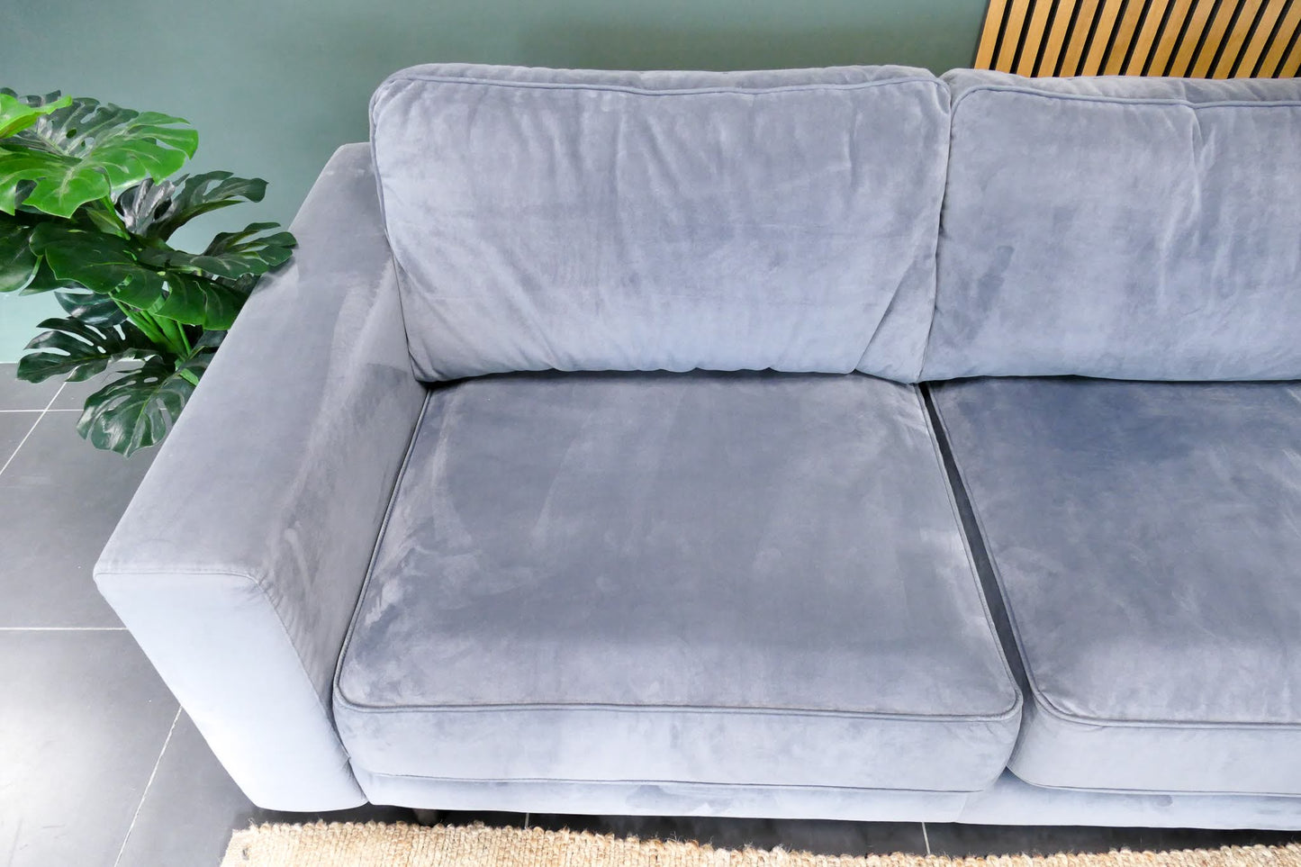 Refurbished Moderne Hoekbank Velvet Blauw