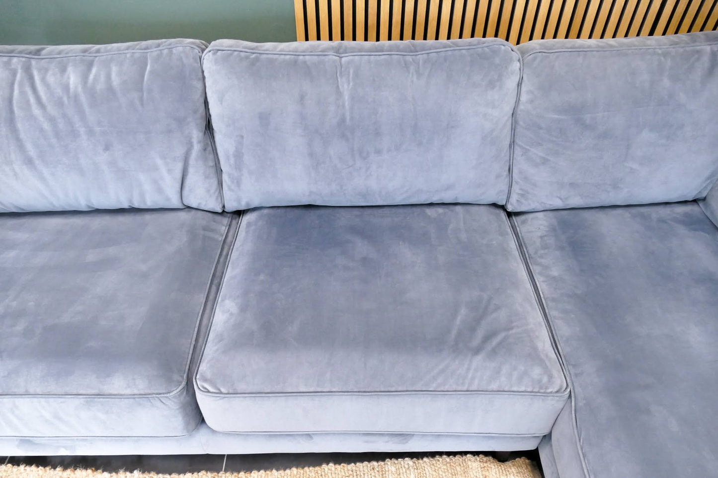 Refurbished Moderne Hoekbank Velvet Blauw