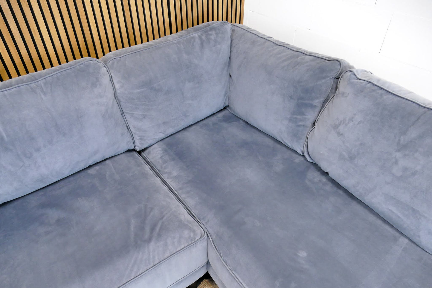 Refurbished Moderne Hoekbank Velvet Blauw