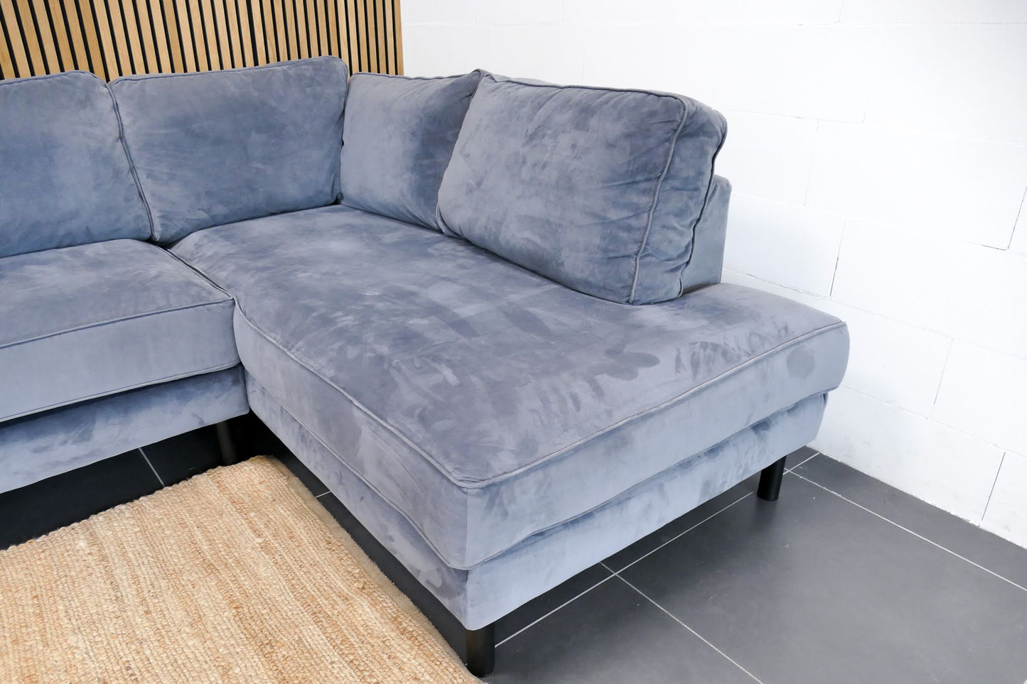 Refurbished Moderne Hoekbank Velvet Blauw