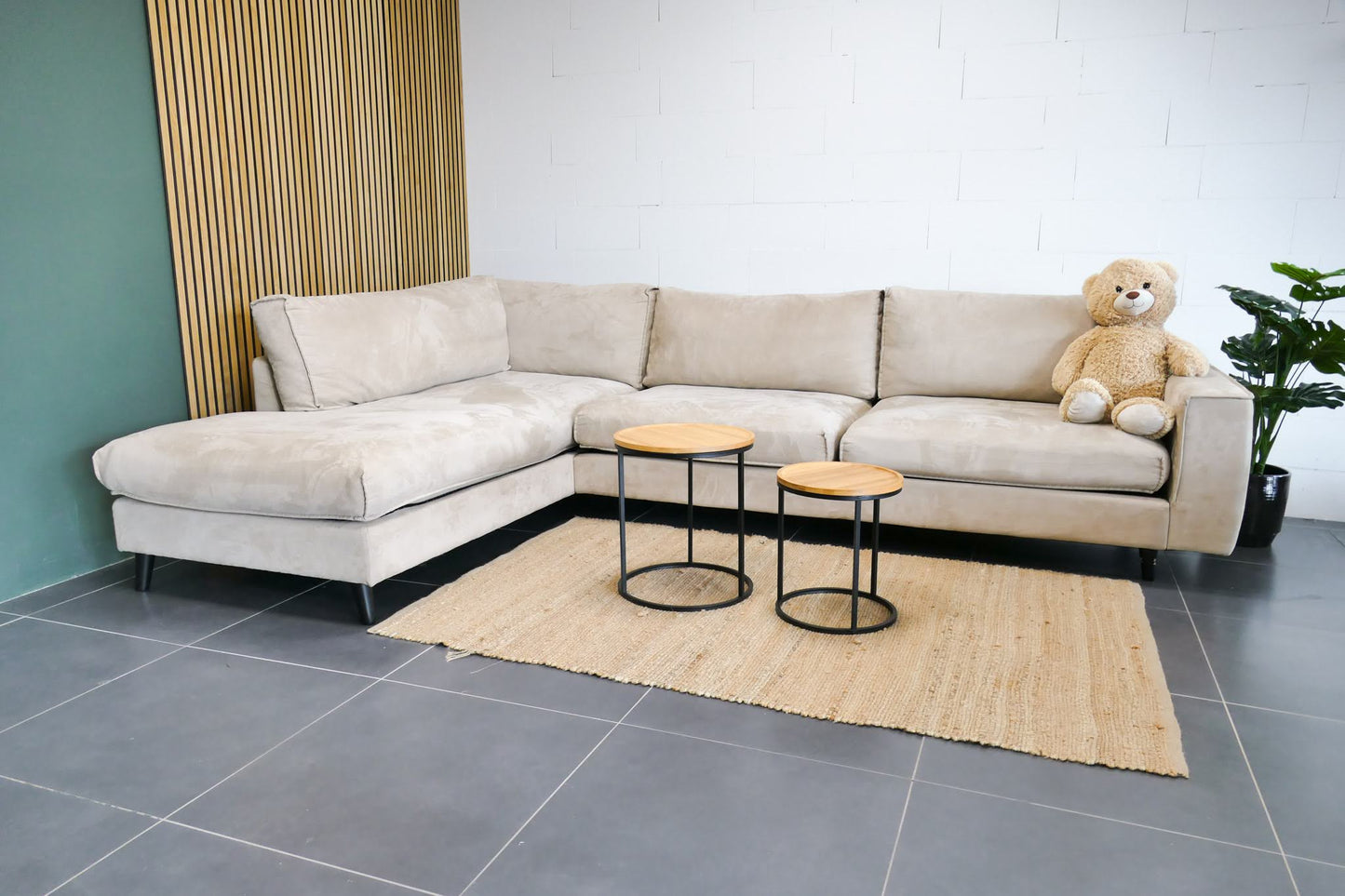 Refurbished Goossens Hoekbank Beige Jonas