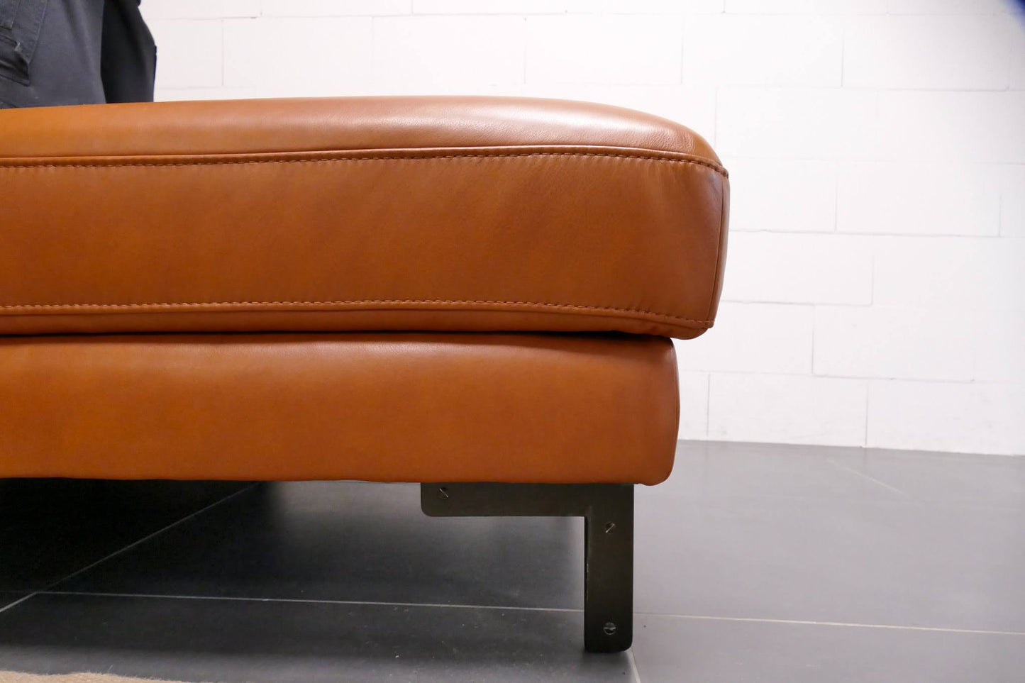 Refurbished Prominent Chaise Longue Cognac Leer Elektrisch verstelbaar