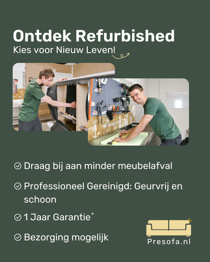 Refurbished Hoekbank Grijs Gecapitonneerd