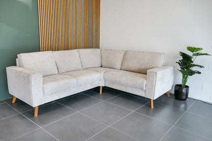 Refurbished Hoekbank Beige Elektrisch