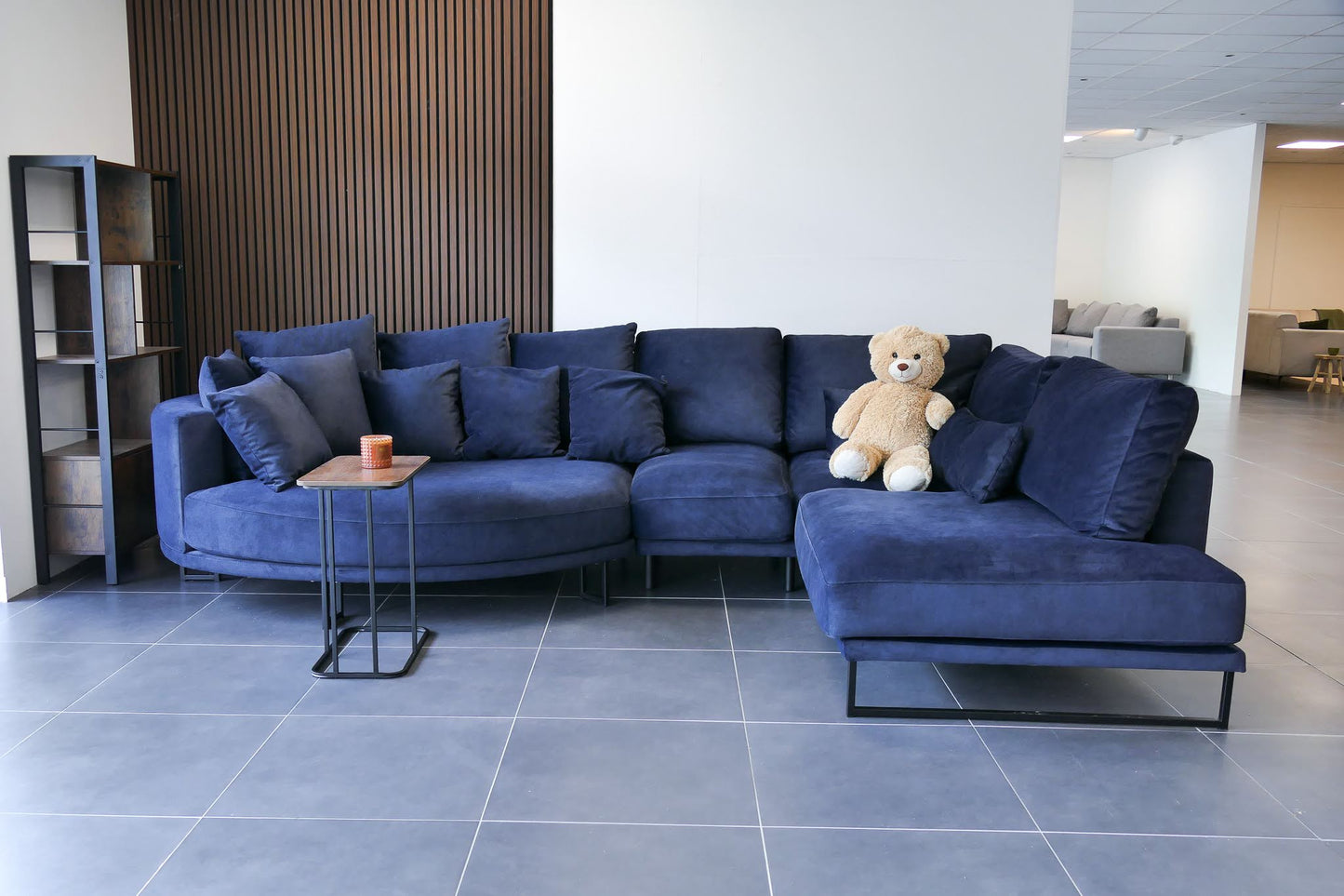 Refurbished Loungebank Dordoni U-vorm Velvet Donkerblauw