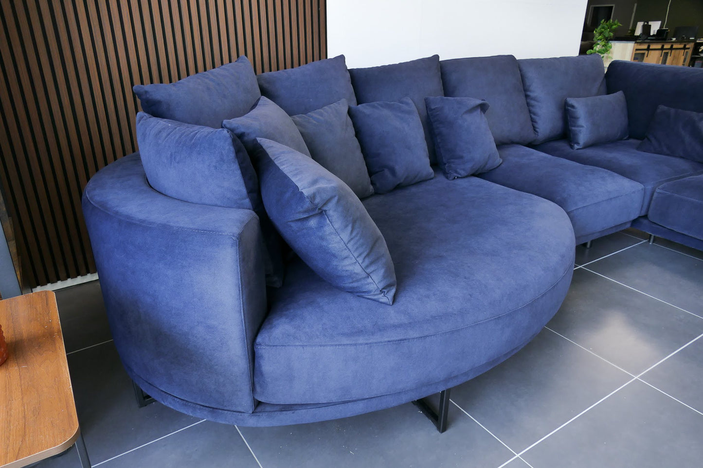 Refurbished Loungebank Dordoni U-vorm Velvet Donkerblauw