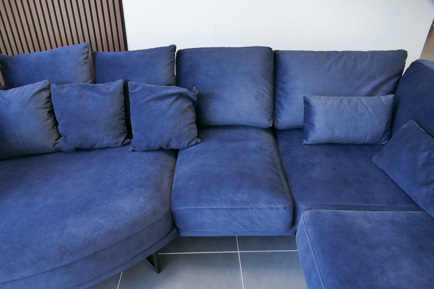 Refurbished Loungebank Dordoni U-vorm Velvet Donkerblauw