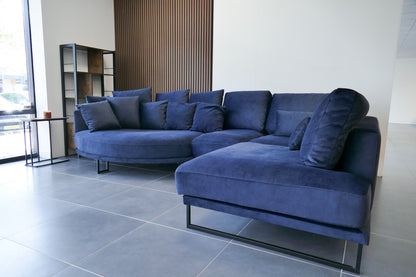 Refurbished Loungebank Dordoni U-vorm Velvet Donkerblauw