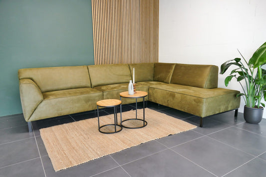 Refurbished Moderne Hoekbank Groen Microvezel