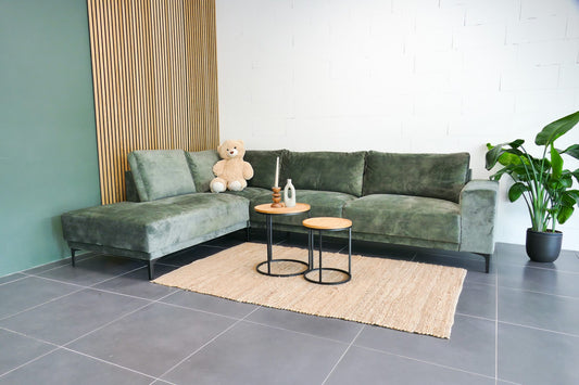 Refurbished Moderne hoekbank Velvet Groen