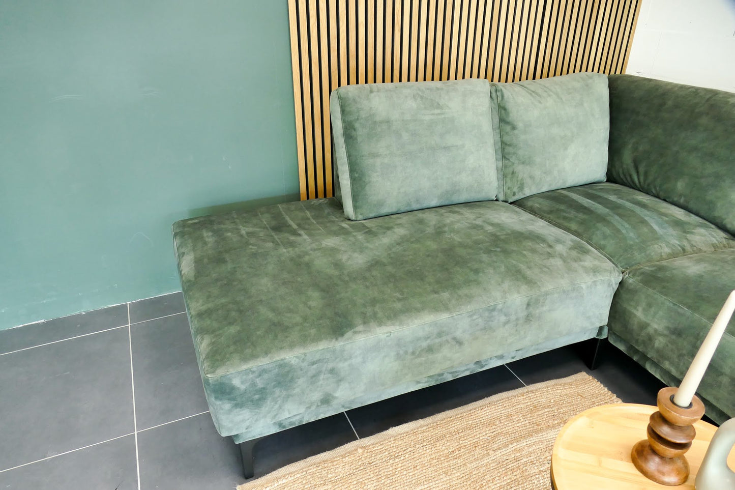 Refurbished Moderne hoekbank Velvet Groen