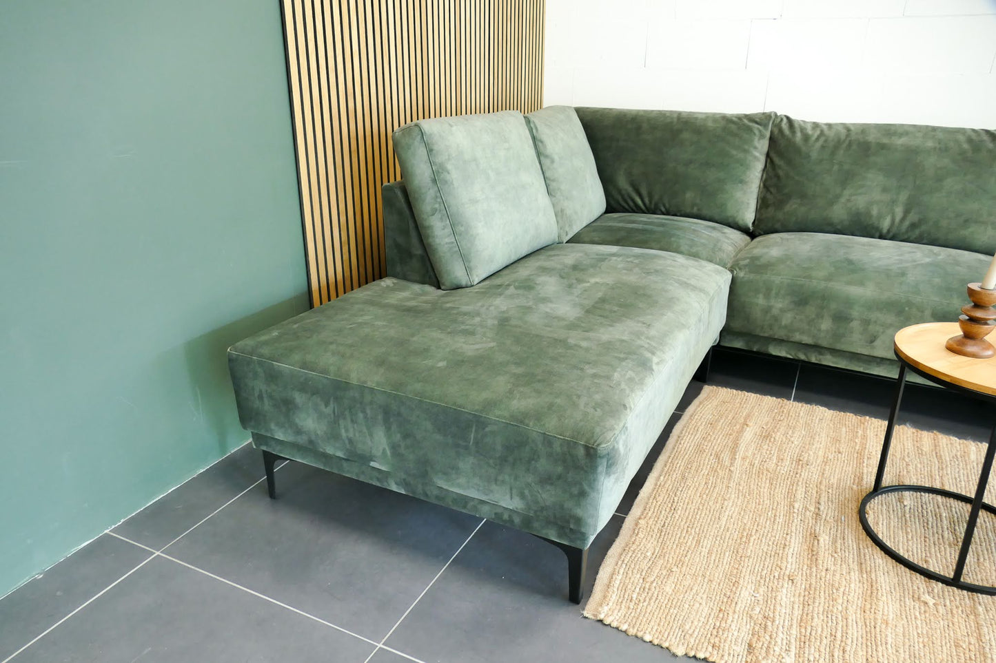 Refurbished Moderne hoekbank Velvet Groen