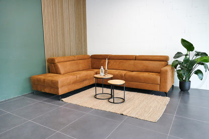 Refurbished Inhouse Hoekbank Rigas Cognac