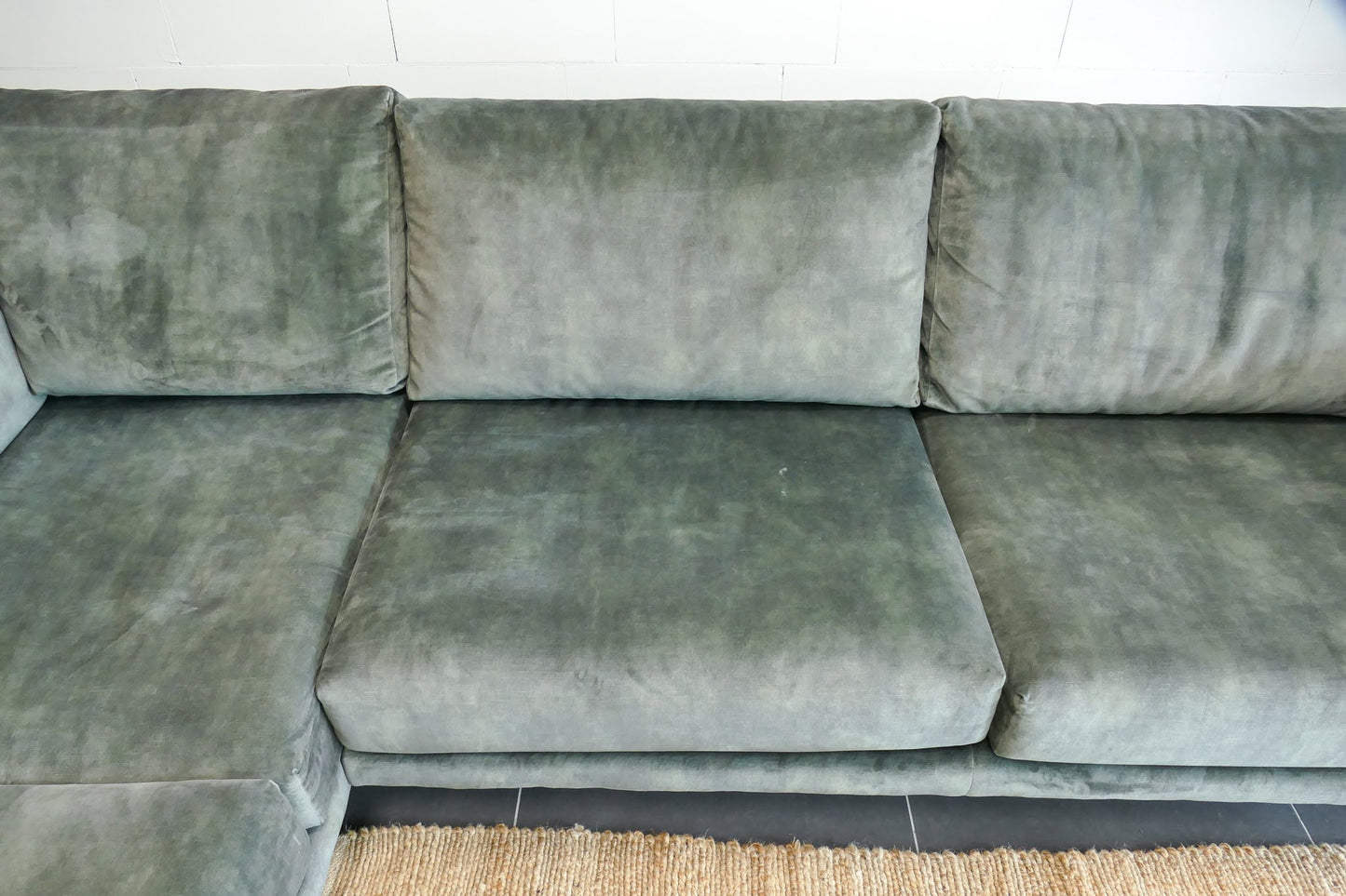 Refurbished Hoekbank Velvet Groen Carré Wonen
