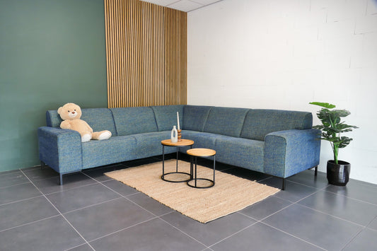 Refurbished Hoekbank Gemeleerd Blauw/geel