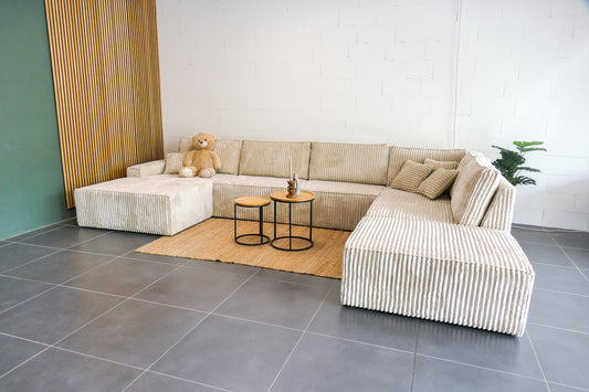 Refurbished Ribstof U-bank Beige