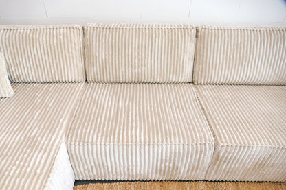 Refurbished Ribstof U-bank Beige