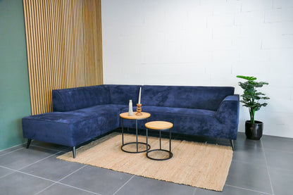 Refurbished Hoekbank Velvet Marineblauw Zitmaxx