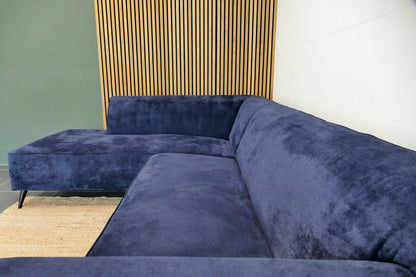 Refurbished Hoekbank Velvet Marineblauw Zitmaxx